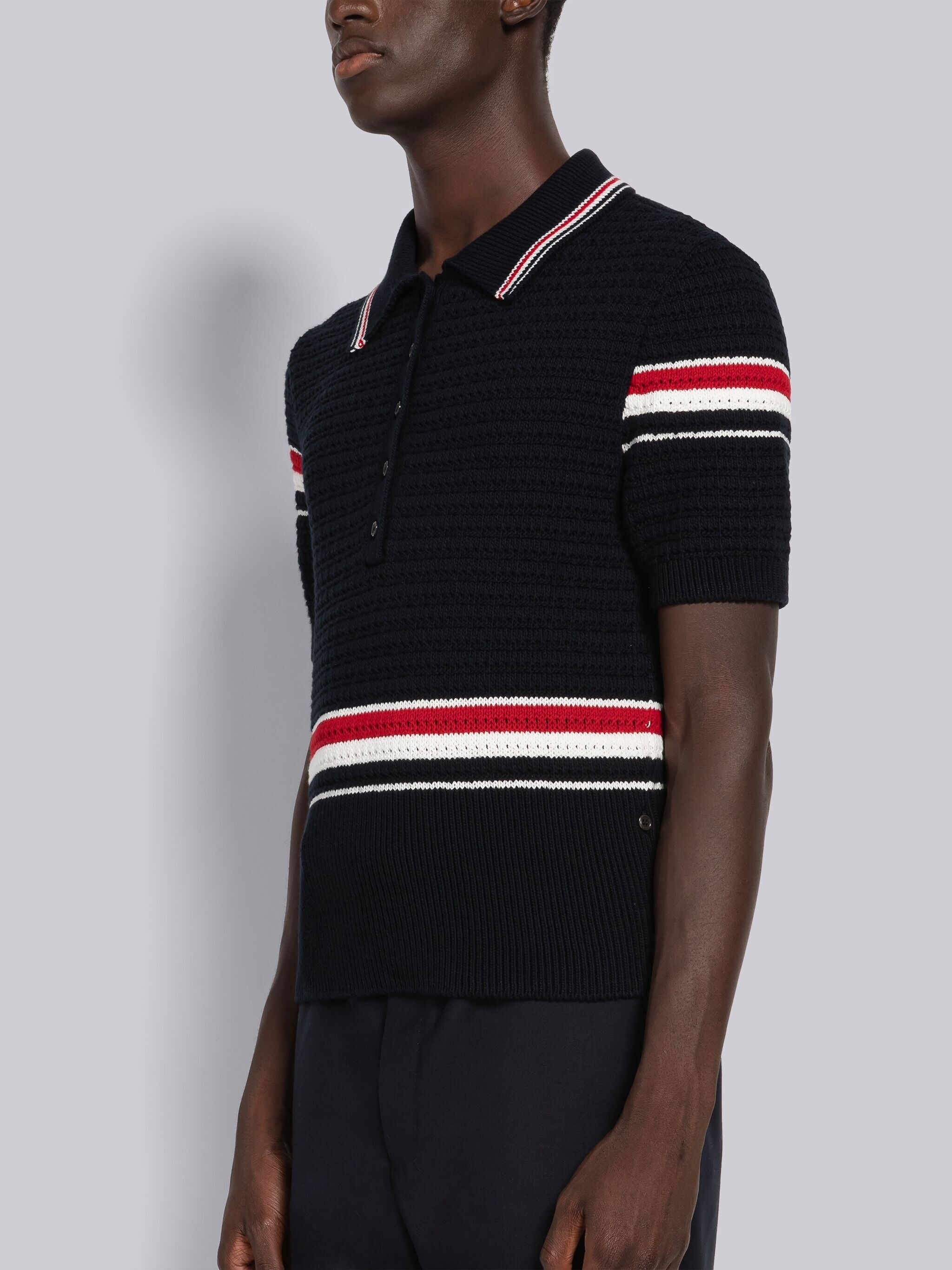 Textured Stitch Cotton Short Sleeve Polo - 2