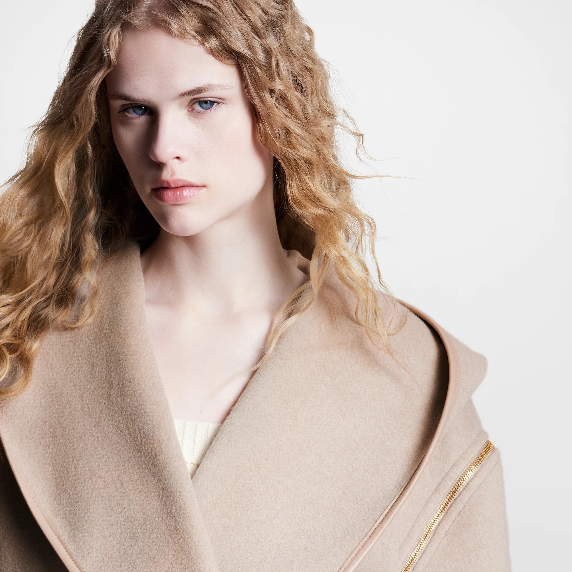 Zipper Sleeve Hooded Wrap Coat - 2