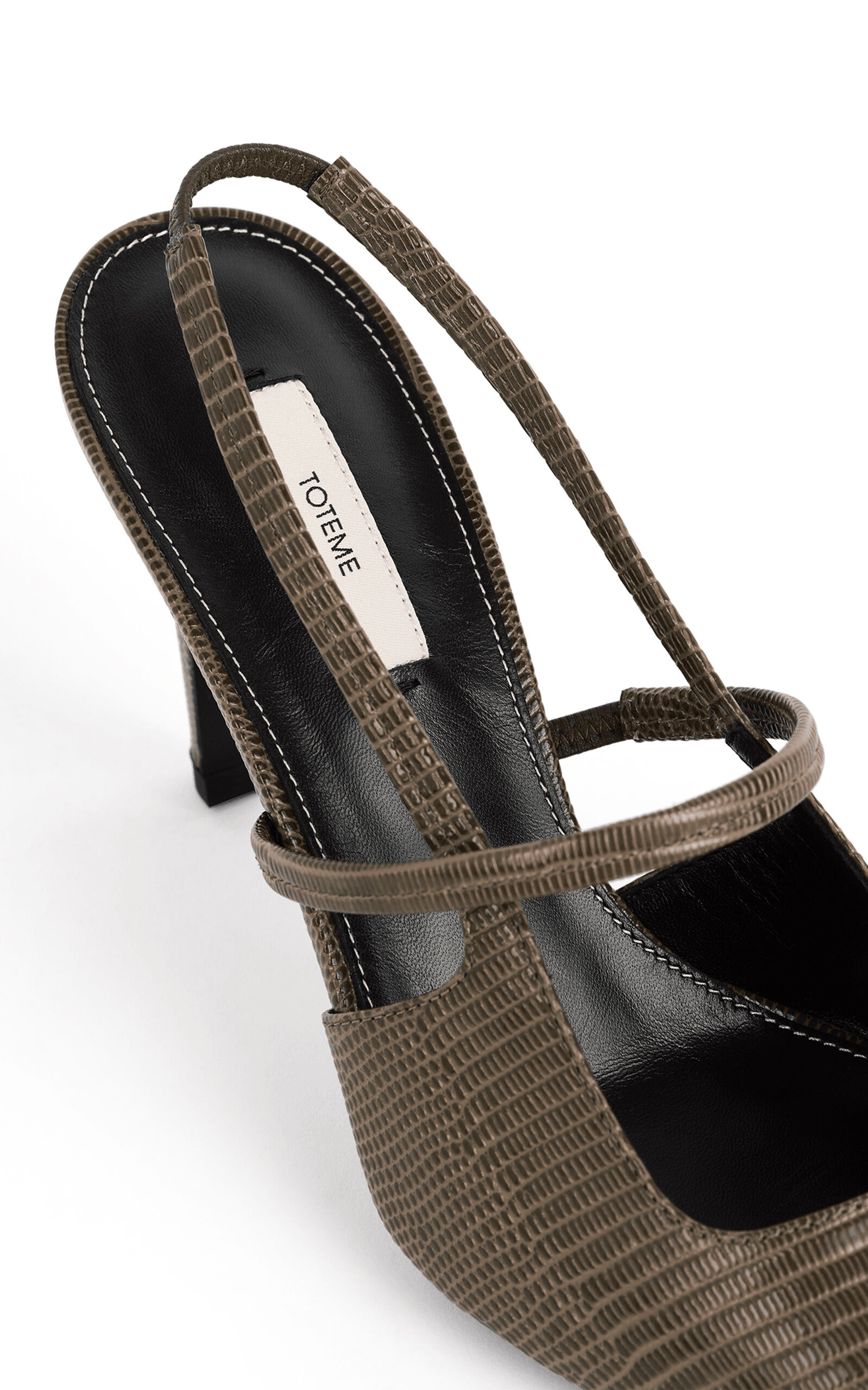 Lizard-Embossed Stiletto Slingbacks olive - 5