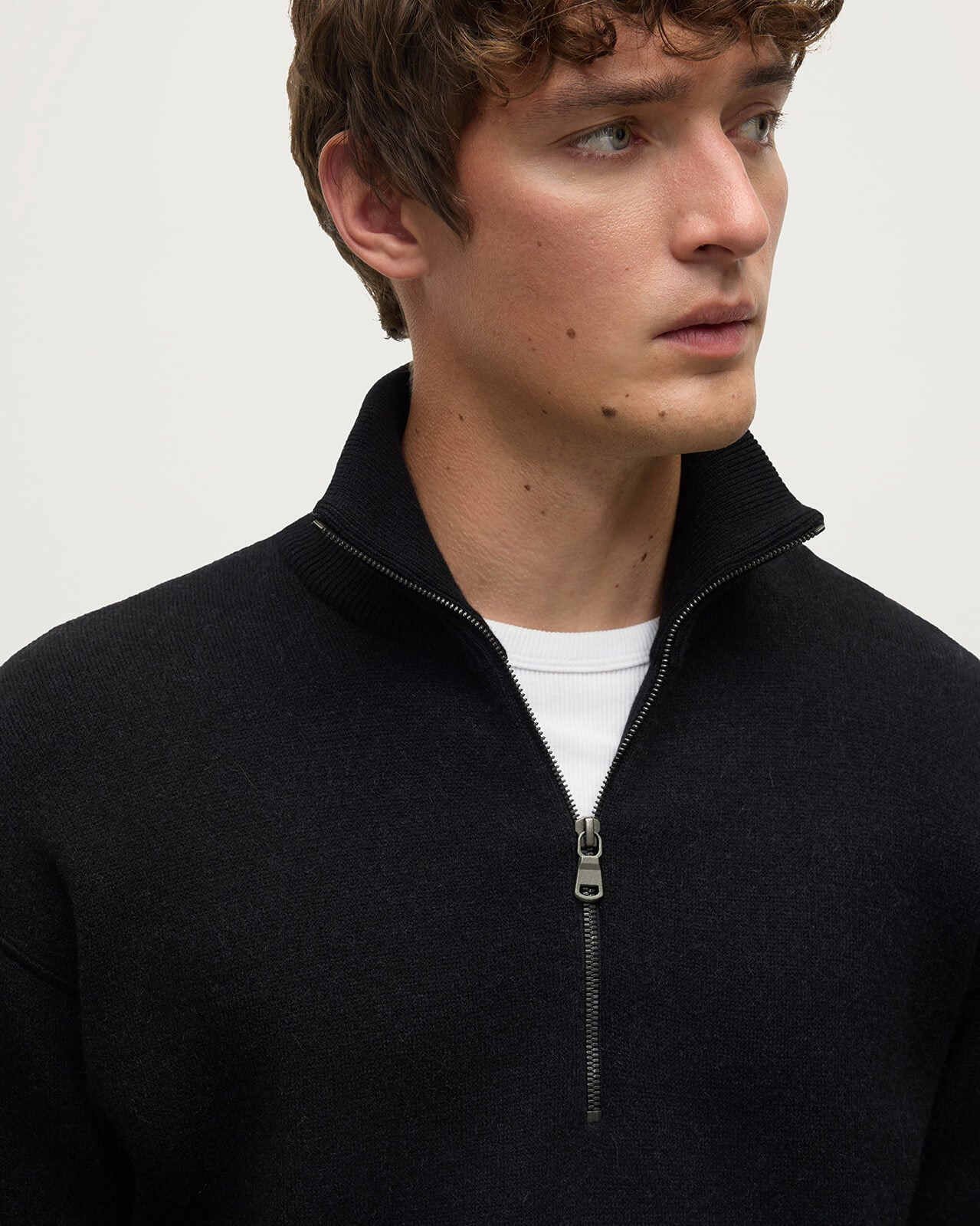 Double Face Black Half Zip Jumper - 5
