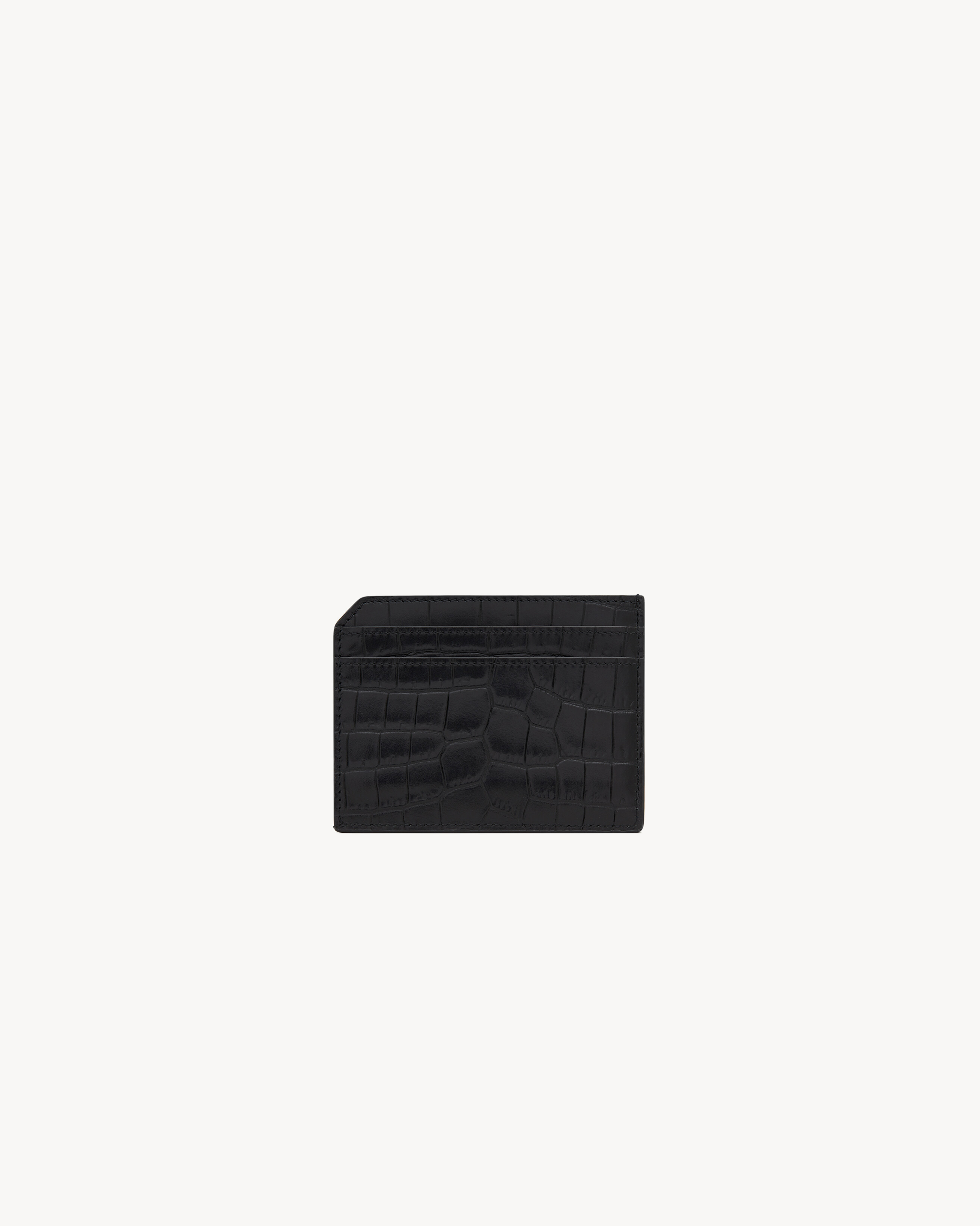 TINY CASSANDRE OPEN CARD CASE IN MATTE CROCODILE-EMBOSSED LEATHER - 2
