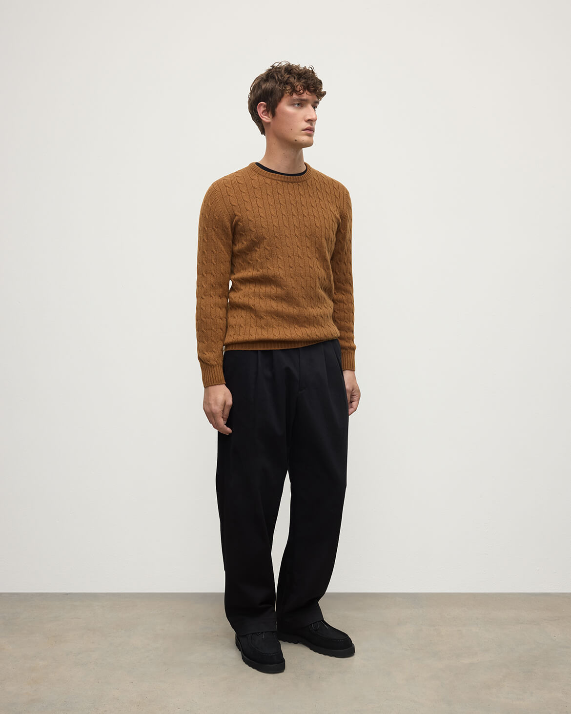 Cable Knit Camel Cashmere Jumper - 3