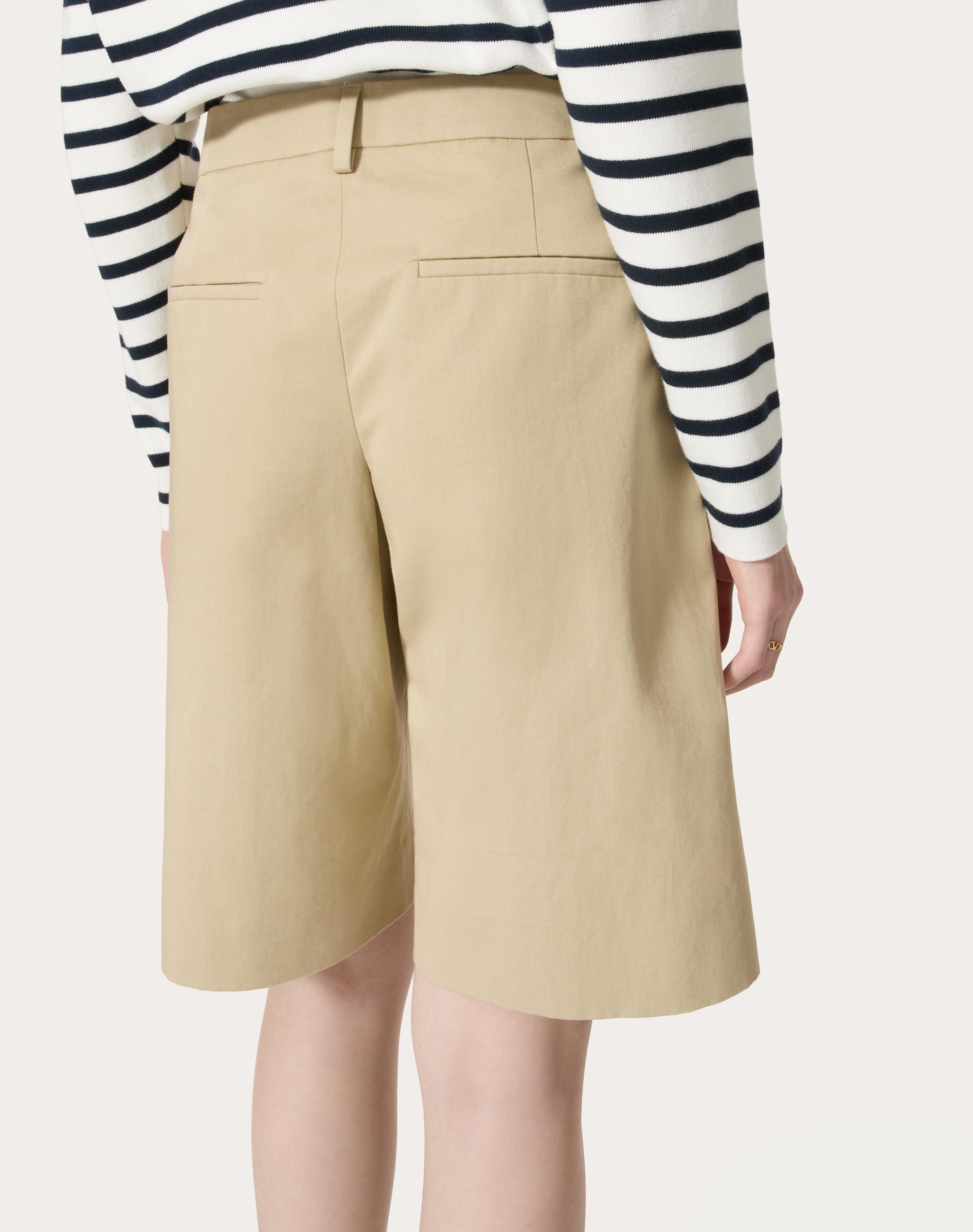 BERMUDA SHORTS IN DIAGONAL COTTON LINEN - 5