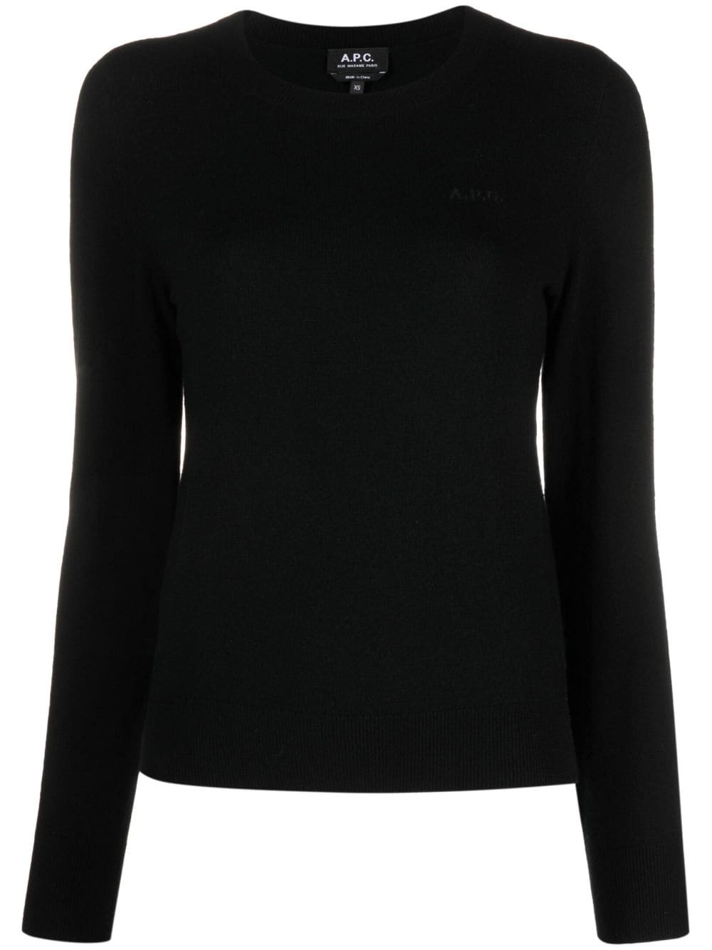 logo-embroidered virgin-wool jumper - 1