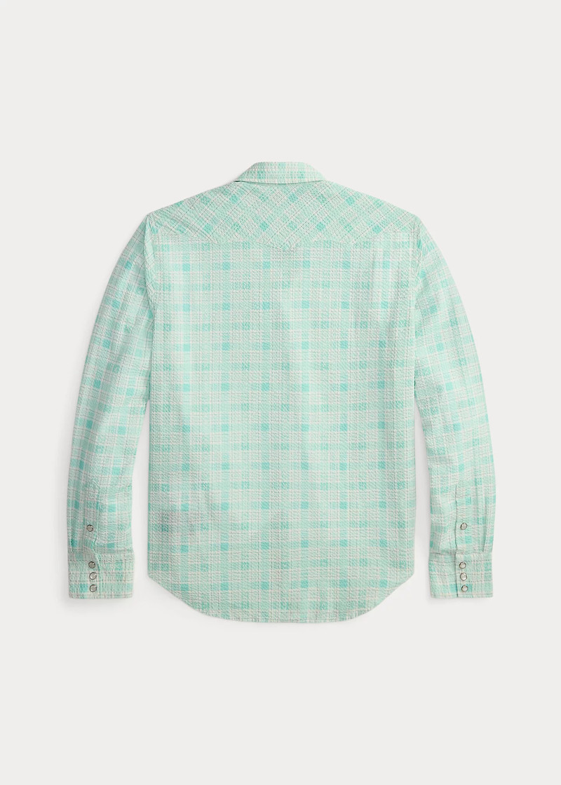 RRL by Ralph Lauren Slim Fit Seersucker Western Shirt outlook