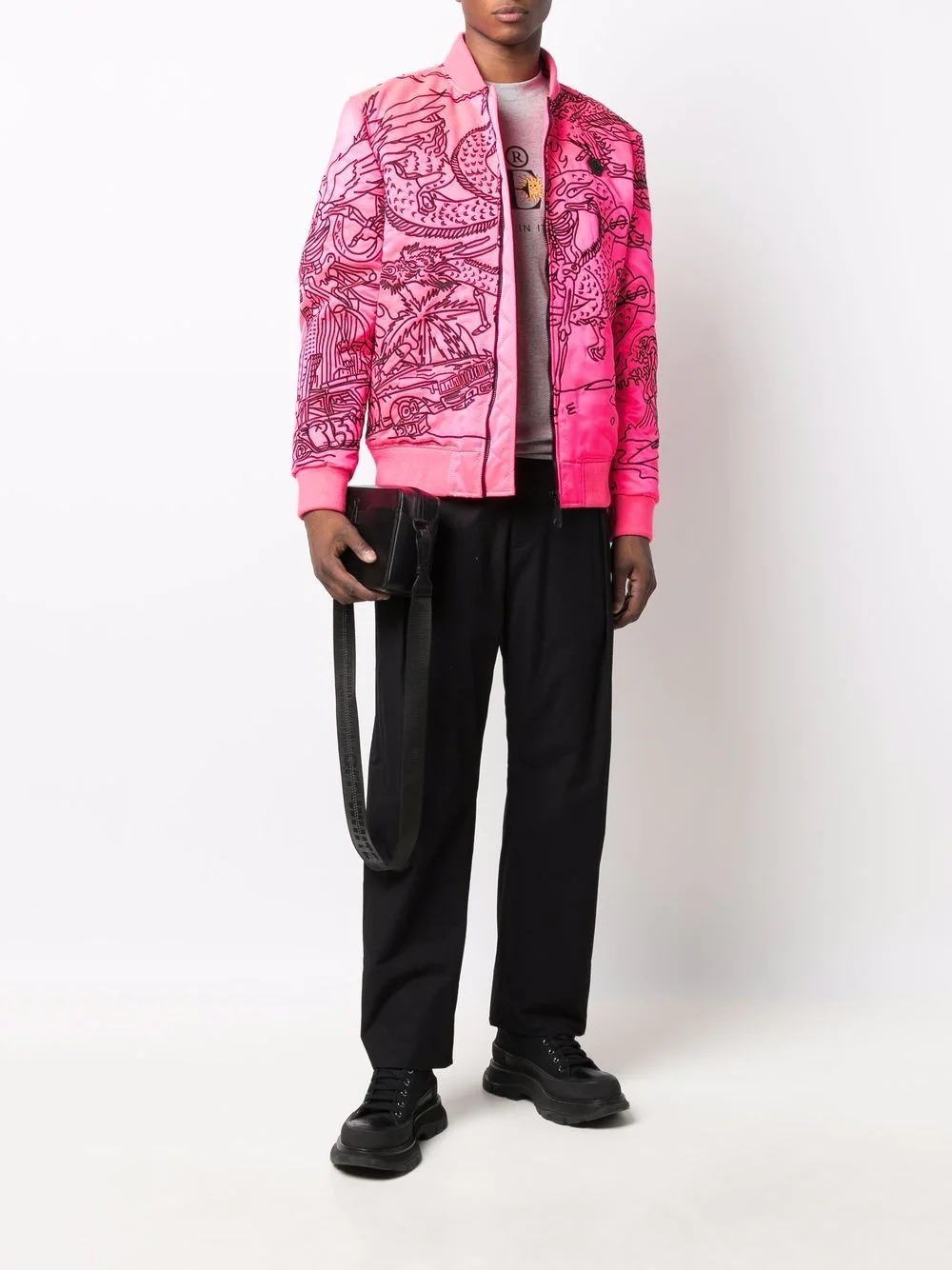 tattoo-motif embroidered bomber jacket - 2