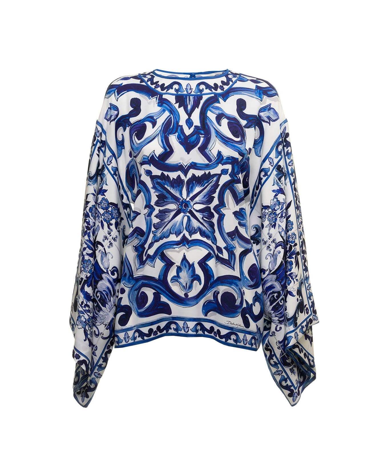 Woman's Maiolica Printed Silk Shirt Blouse - 1