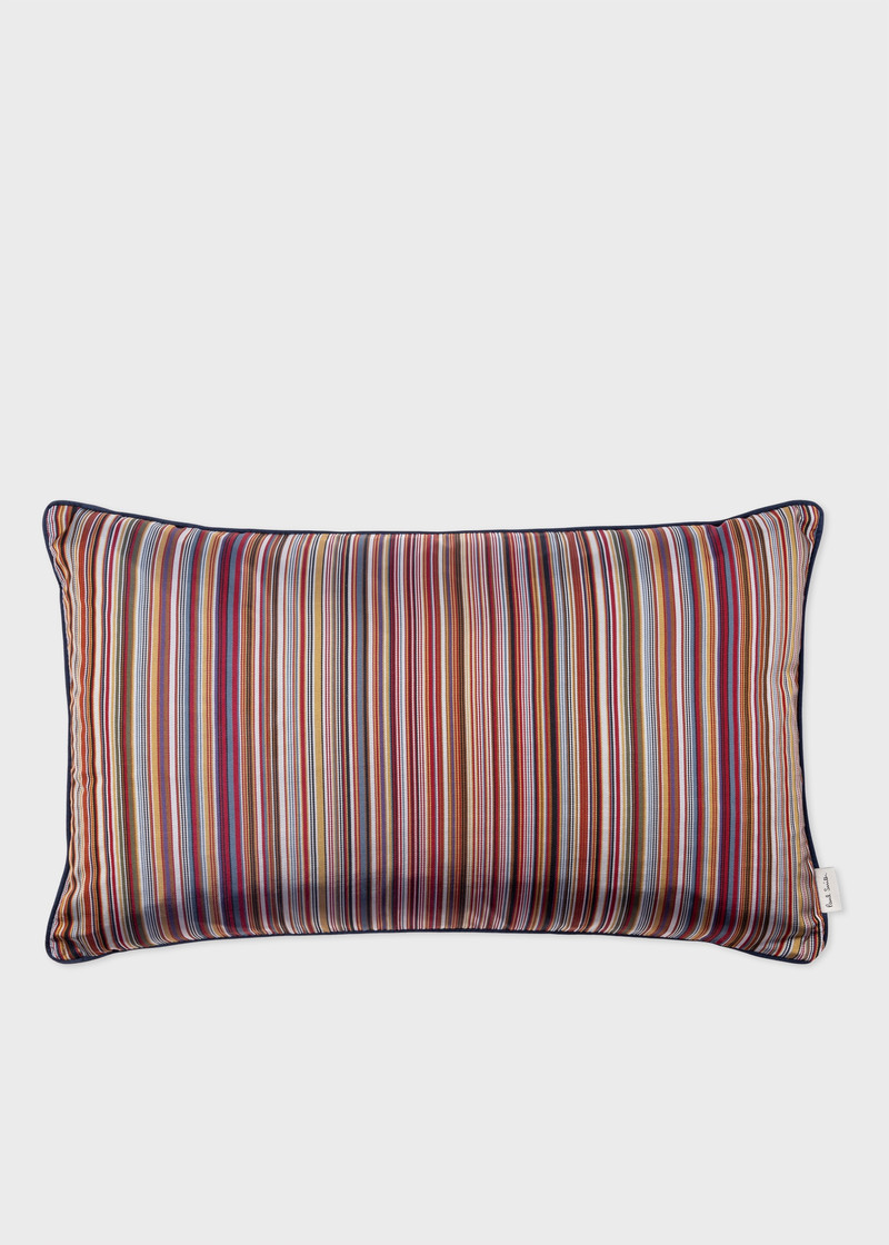 Classic 'Signature Stripe' Silk Bolster Cushion 1