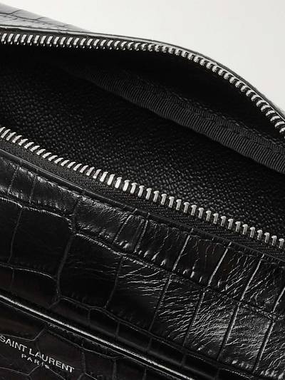 SAINT LAURENT Croc-Effect Leather Wash Bag outlook