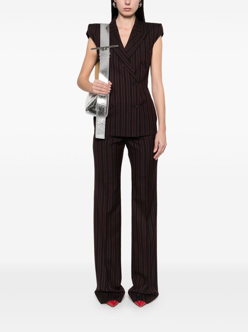 pinstriped sleeveless blazer - 2