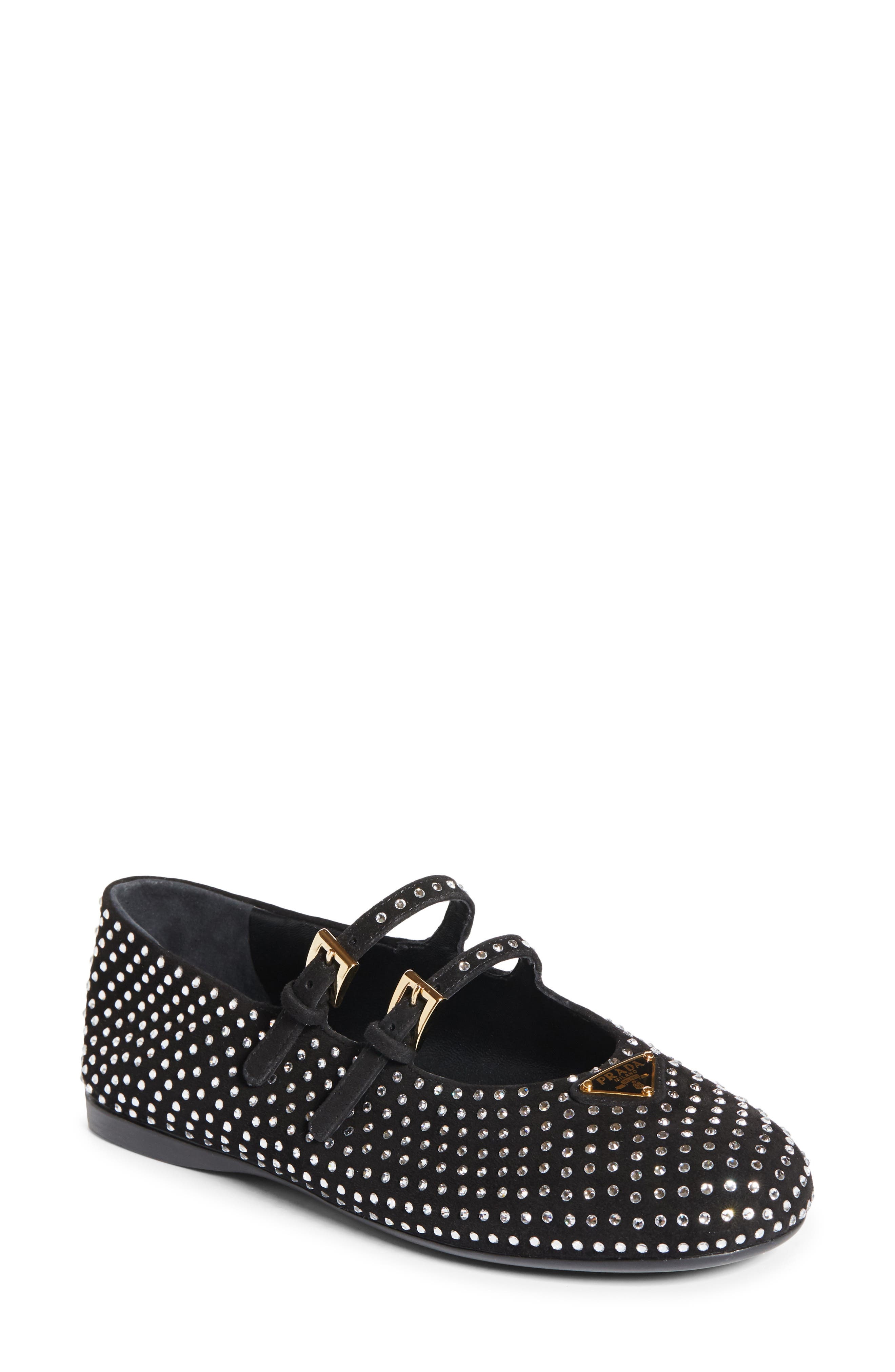 Prada Ballerine Crystal Mary Jane Flat in Cristal at Nordstrom - 1