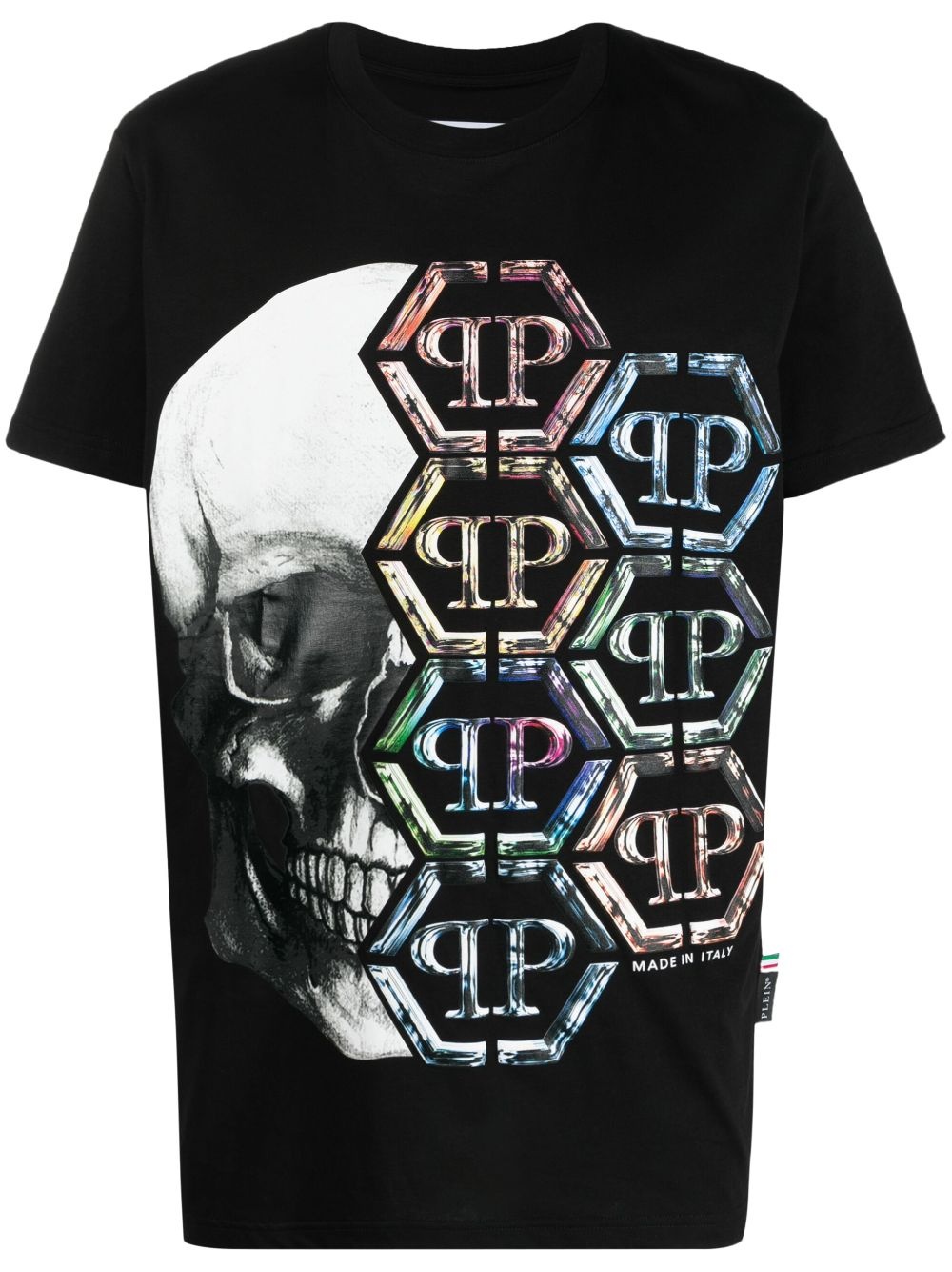 logo-print skull T-shirt - 1