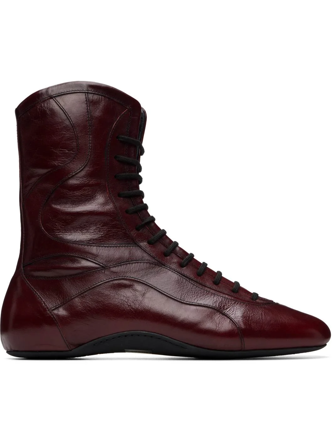 Red Leather High Top Sneakers - 1