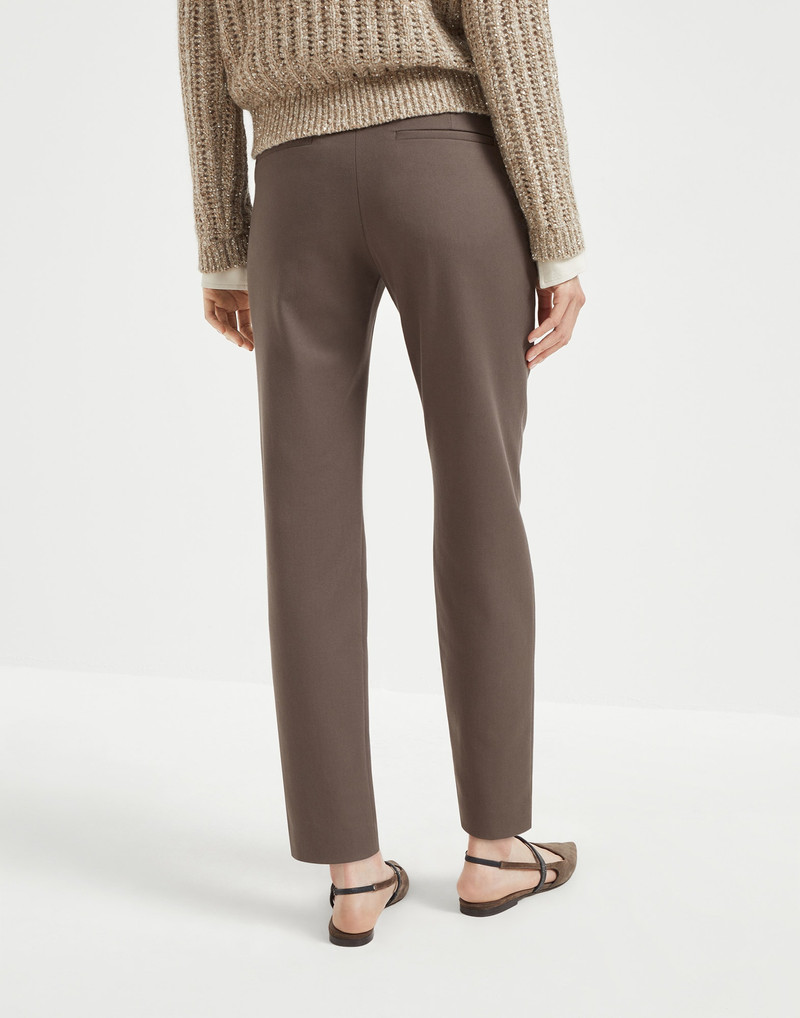 Brunello Cucinelli Stretch cotton cover slim fit trousers outlook