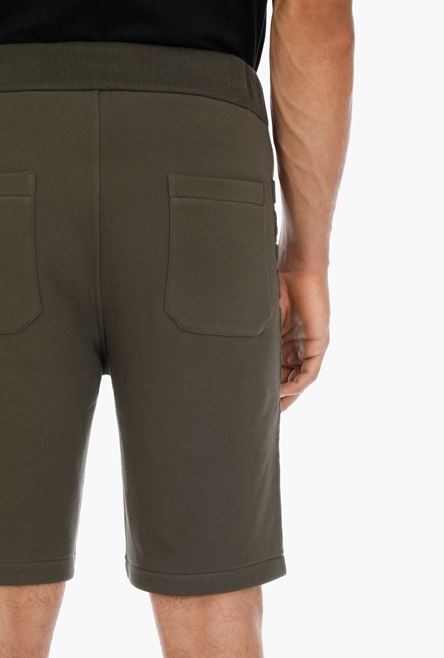 Khaki cotton shorts with embossed khaki Balmain Paris logo - 8