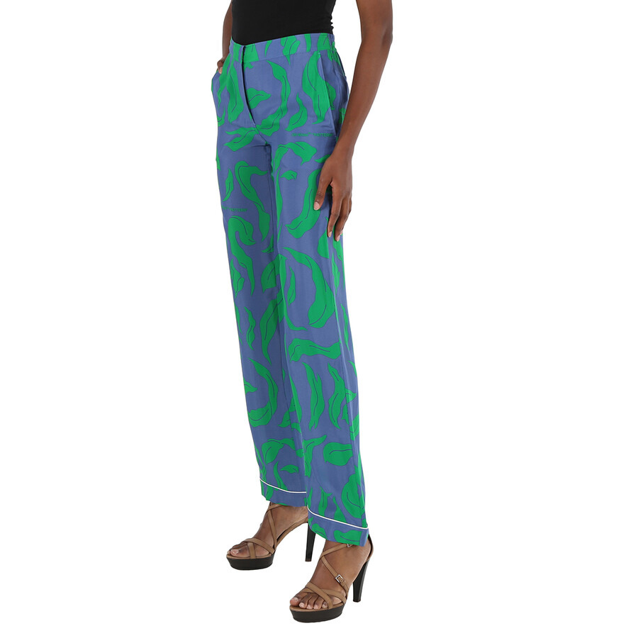Off-White Illusion Pajama-Style Trousers in Blue/Green - 4
