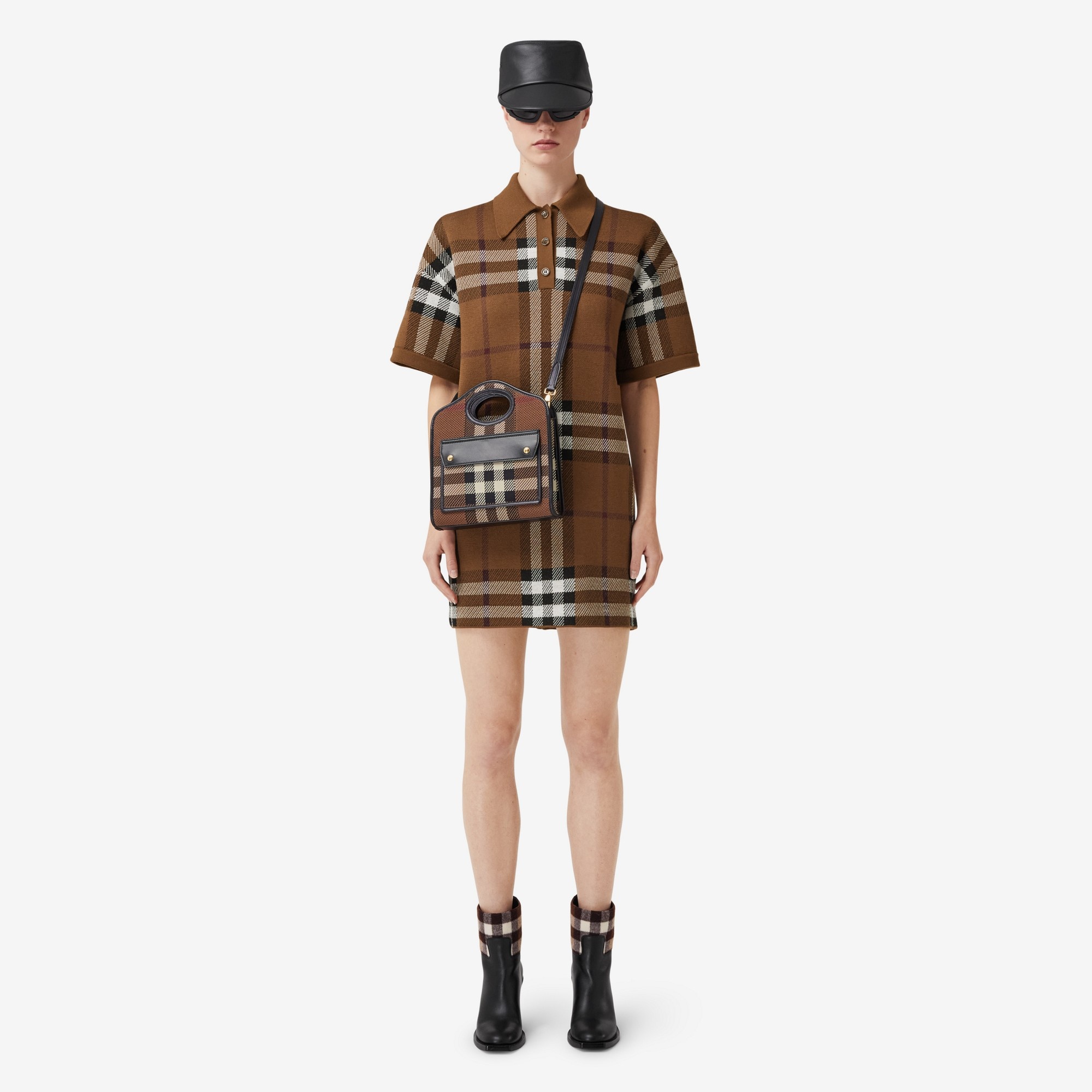 Check Wool Jacquard Polo Shirt Dress - 3