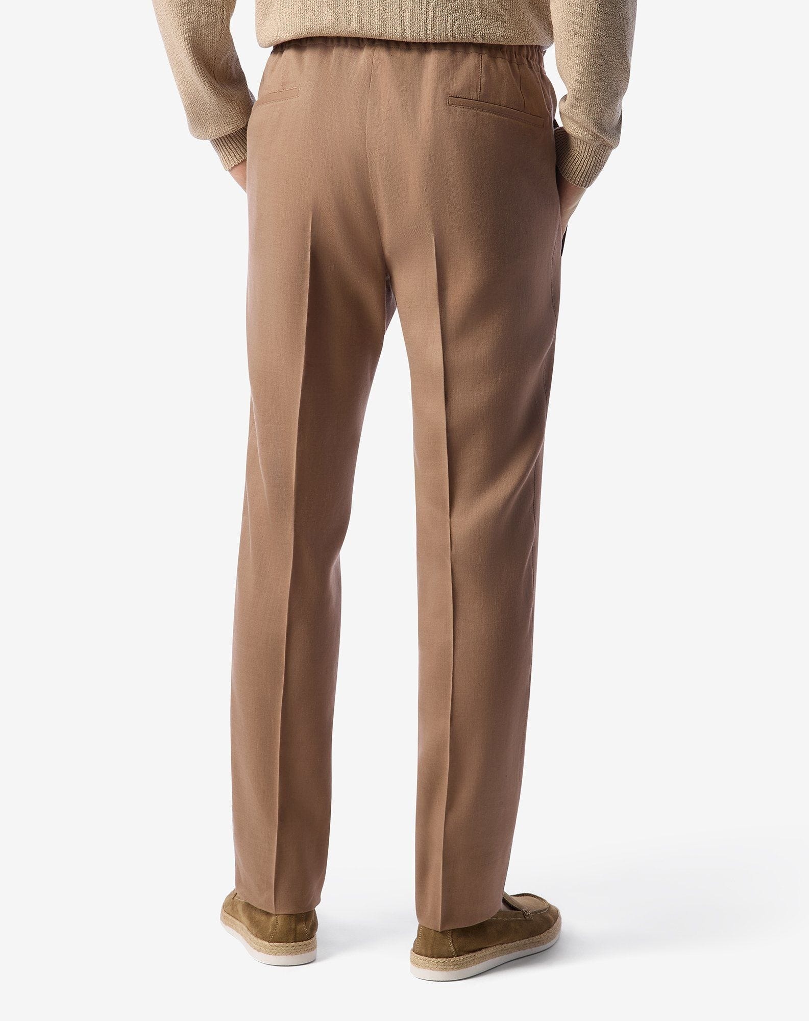 Beige linen, wool and mohair trousers - 4