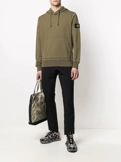 Stone Island logo-patch cotton hoodie outlook