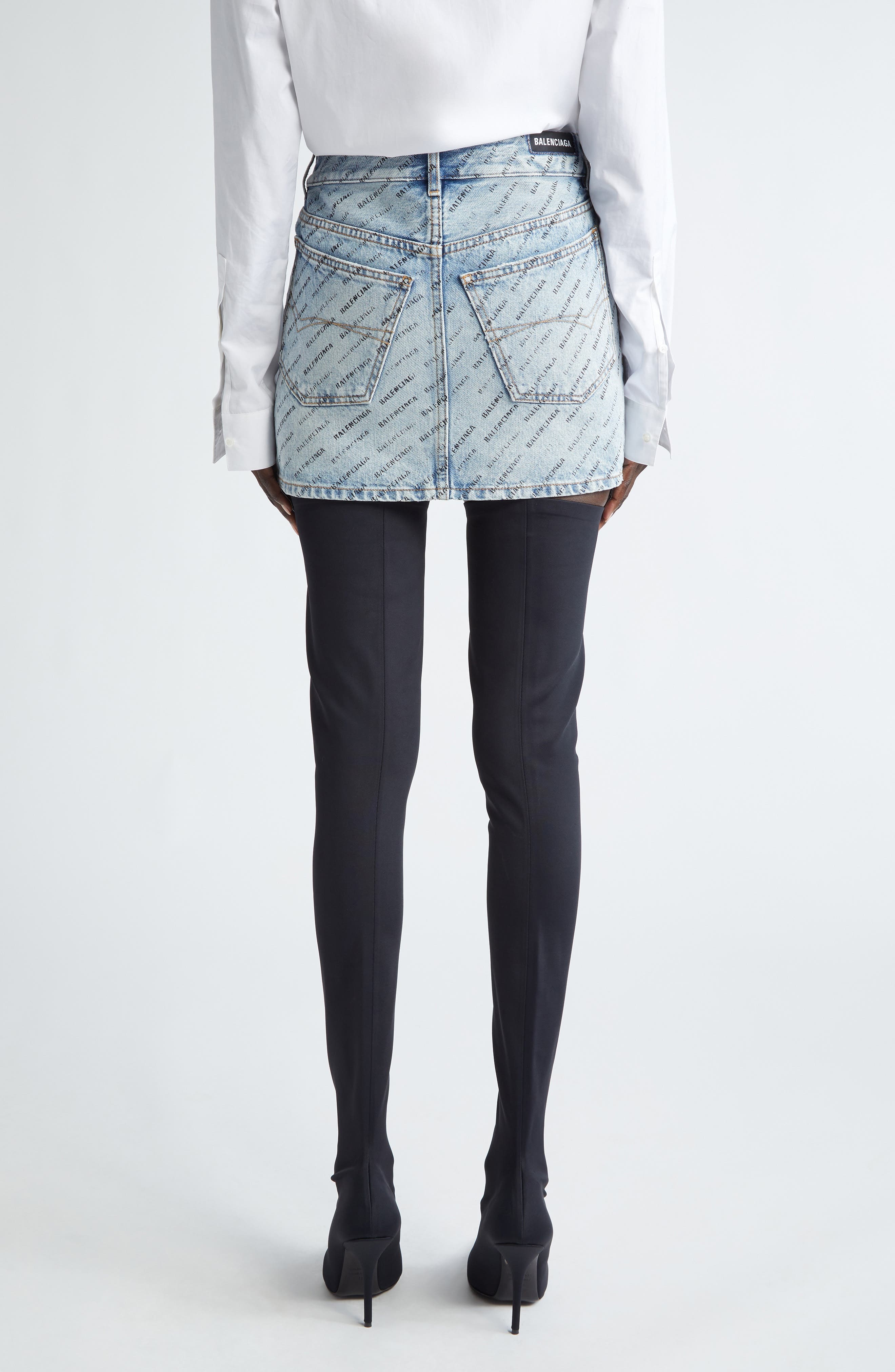 Logo Print Low Rise Denim Miniskirt - 3