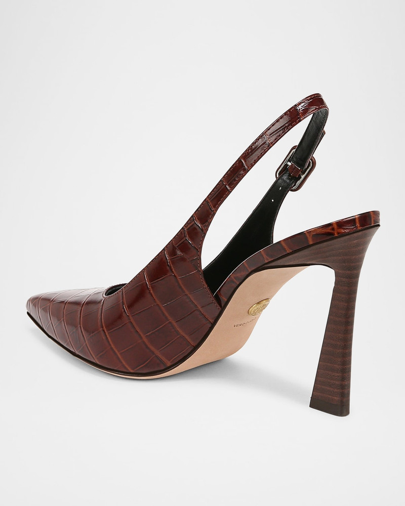 Callie Leather Cap-Toe Slingback Pumps 3