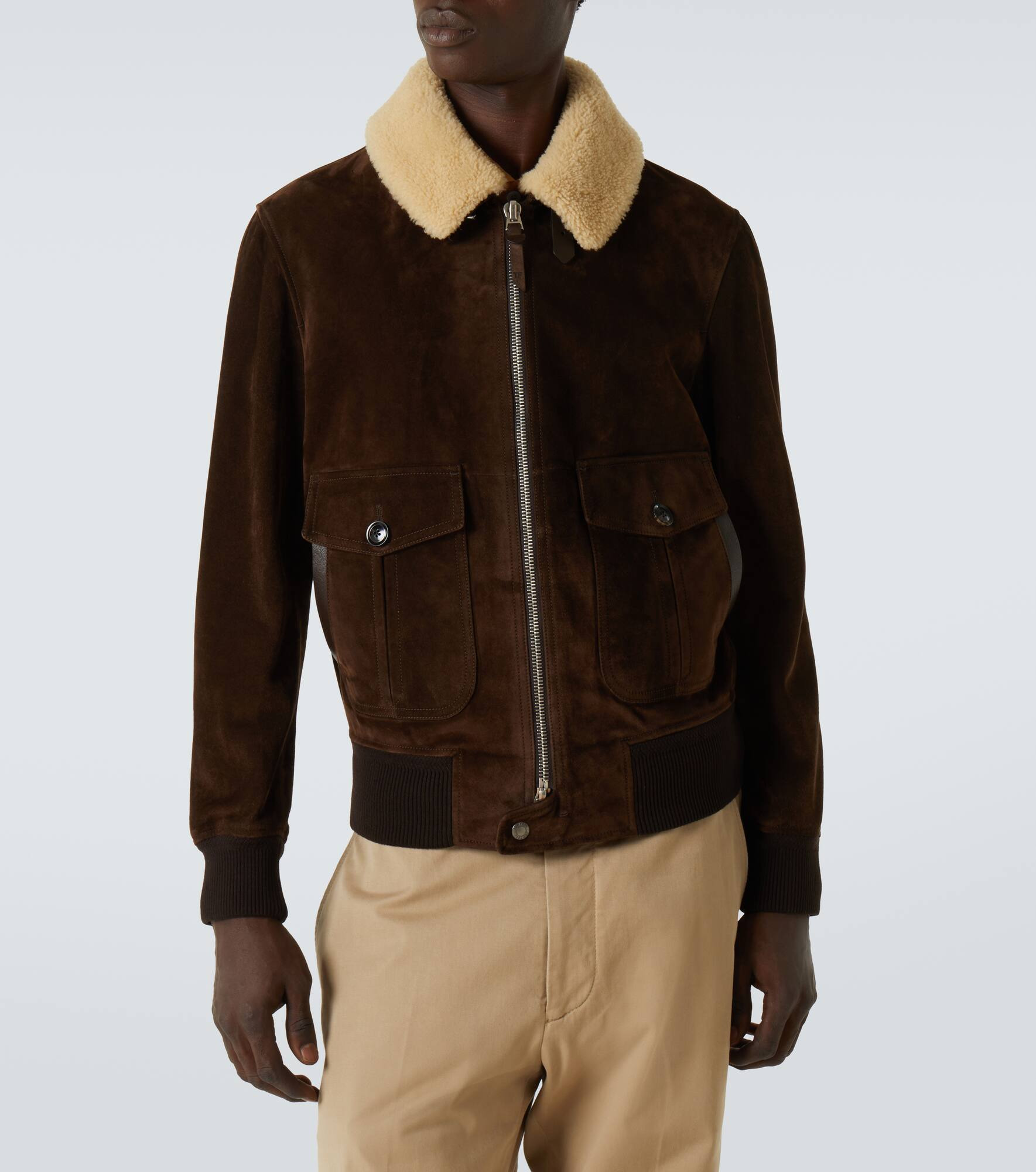 Shearling-trimmed suede blouson - 3