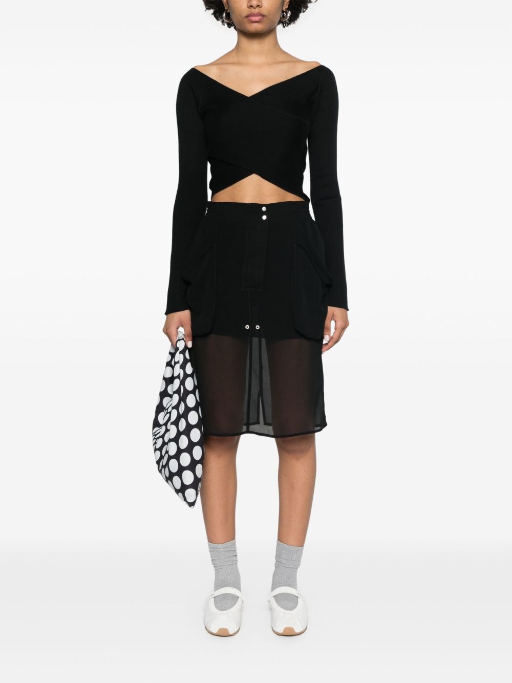 sheer-panels midi skirt - 2