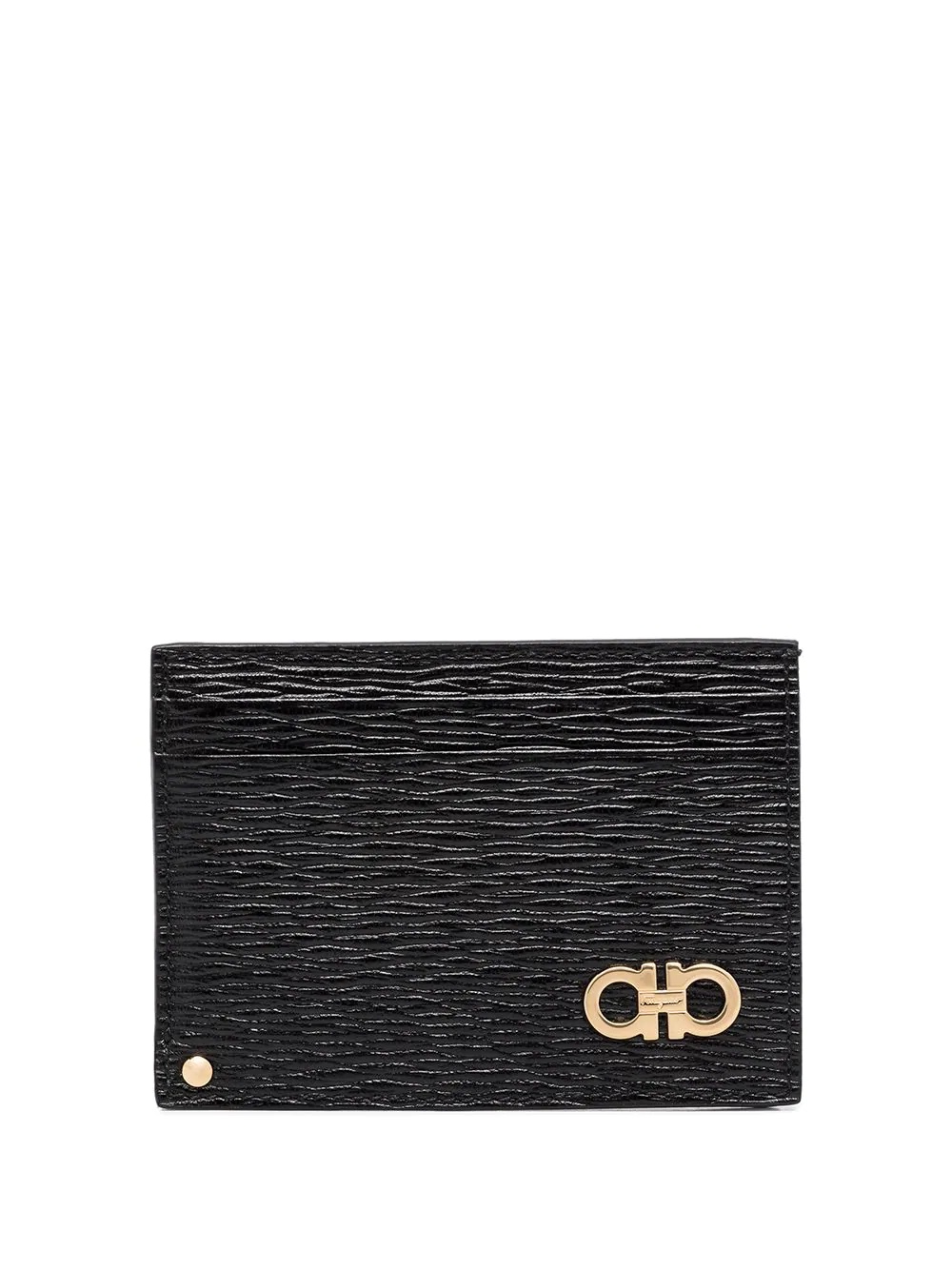 Gancini plaque textured cardholder - 1