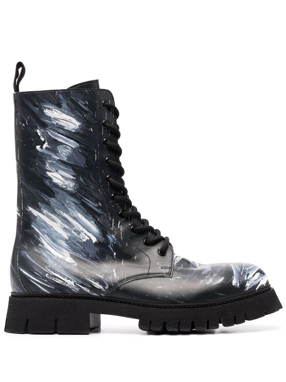 paint-splatter combat boots - 1