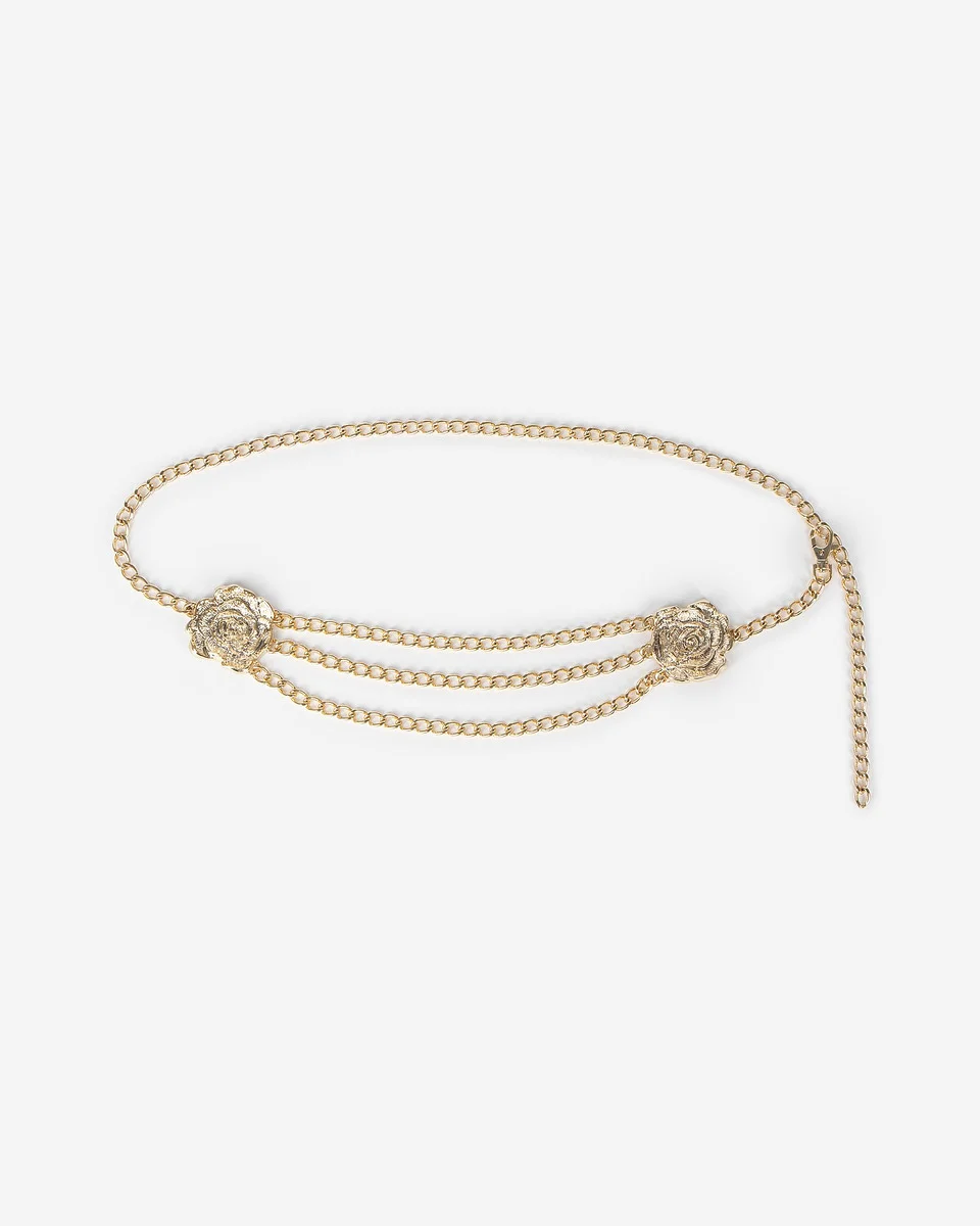 GOLD FLOWER JEWELRY BELT - 1