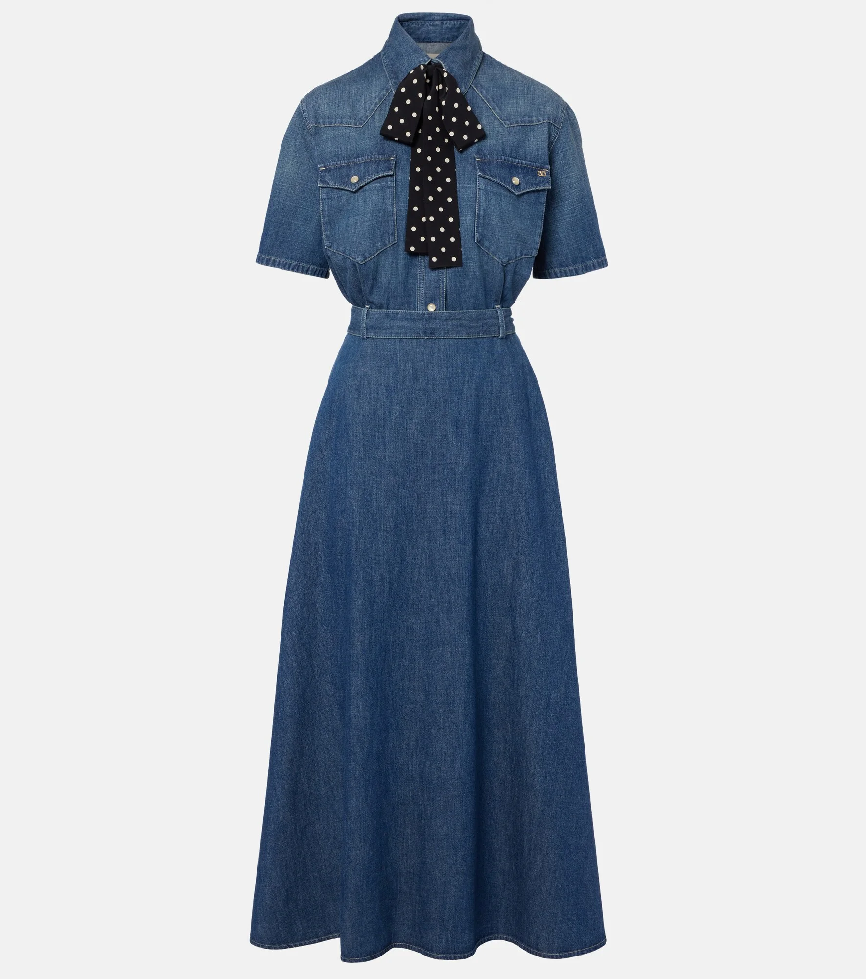 Belted denim polo dress - 1