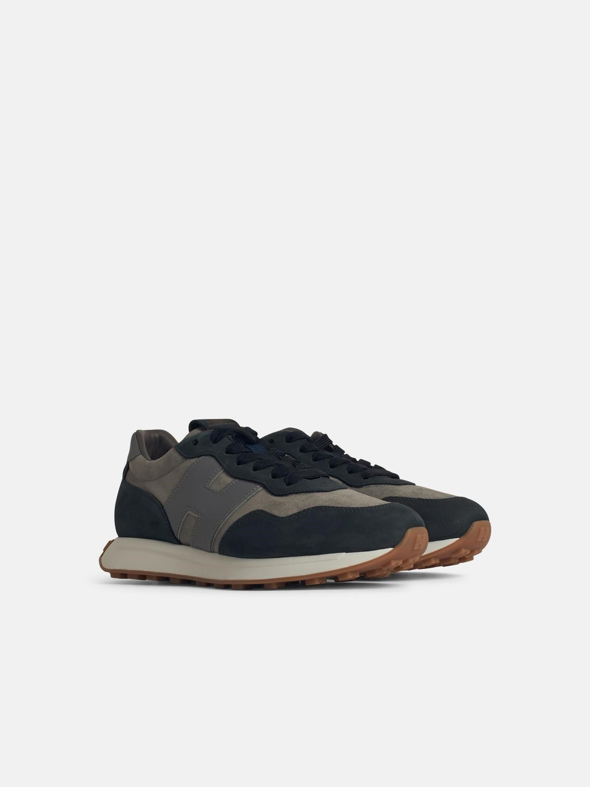 'H601' BLUE LEATHER SNEAKERS - 2