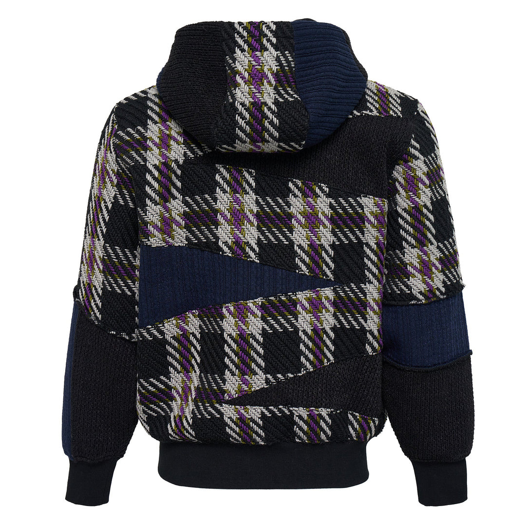 Unisex Patchwork Hood Zip-Up Sweater - 2