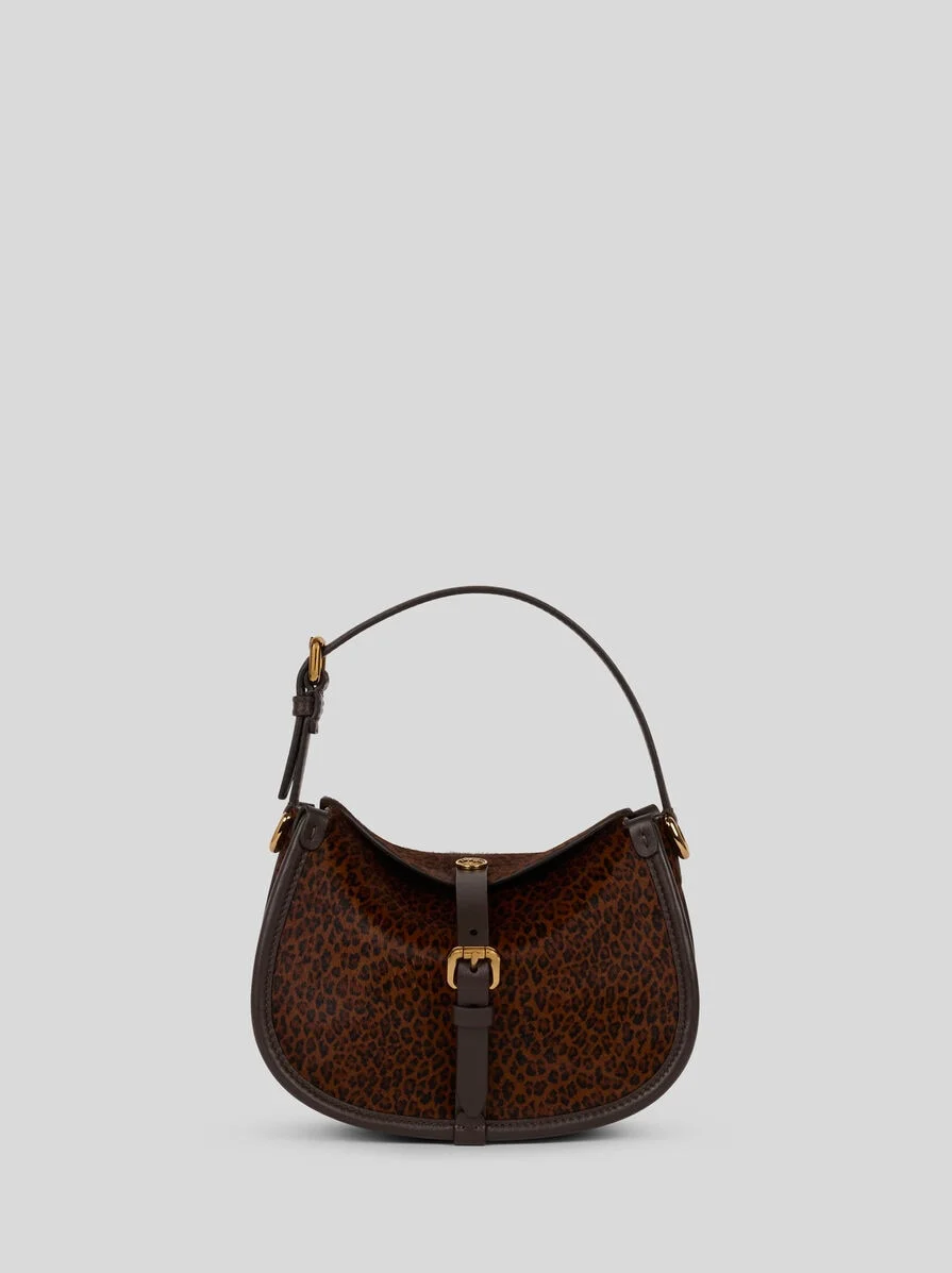 SMALL LEATHER PONY BAG WITH ANIMAL PRINT - 1