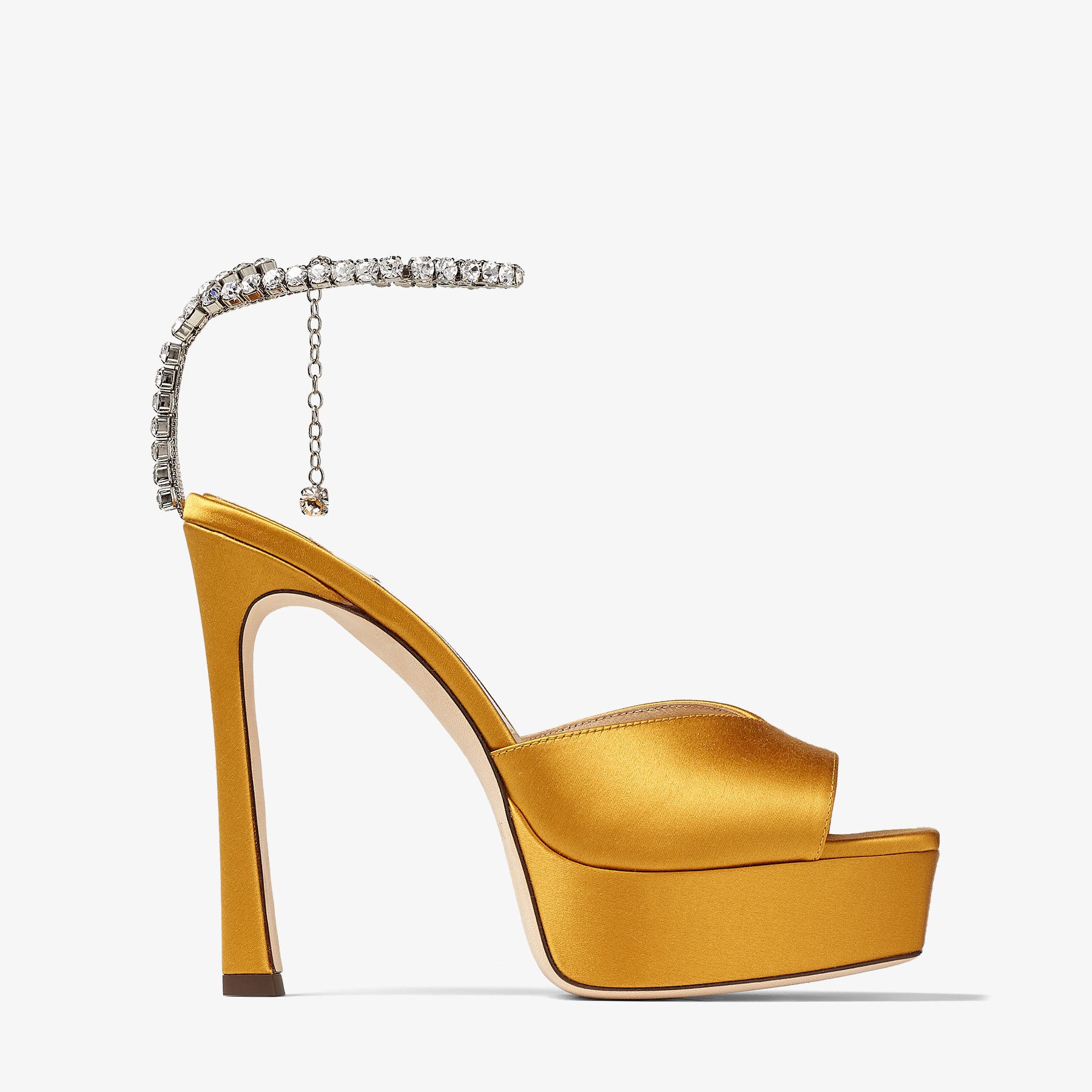 Saeda Sandal/PF 125
Sunflower Satin Platform Sandals with Crystal Embellishment - 1