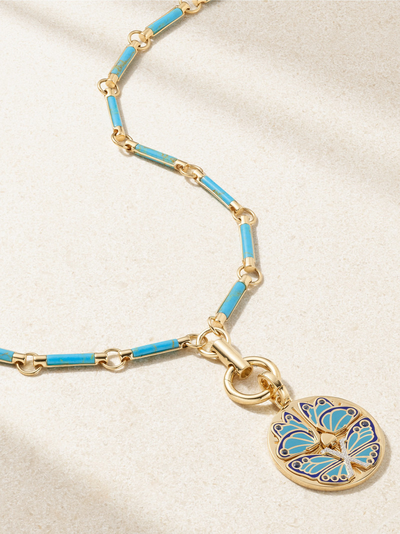Reverie Element 18-karat Gold And Enamel Multi-stone Necklace 1