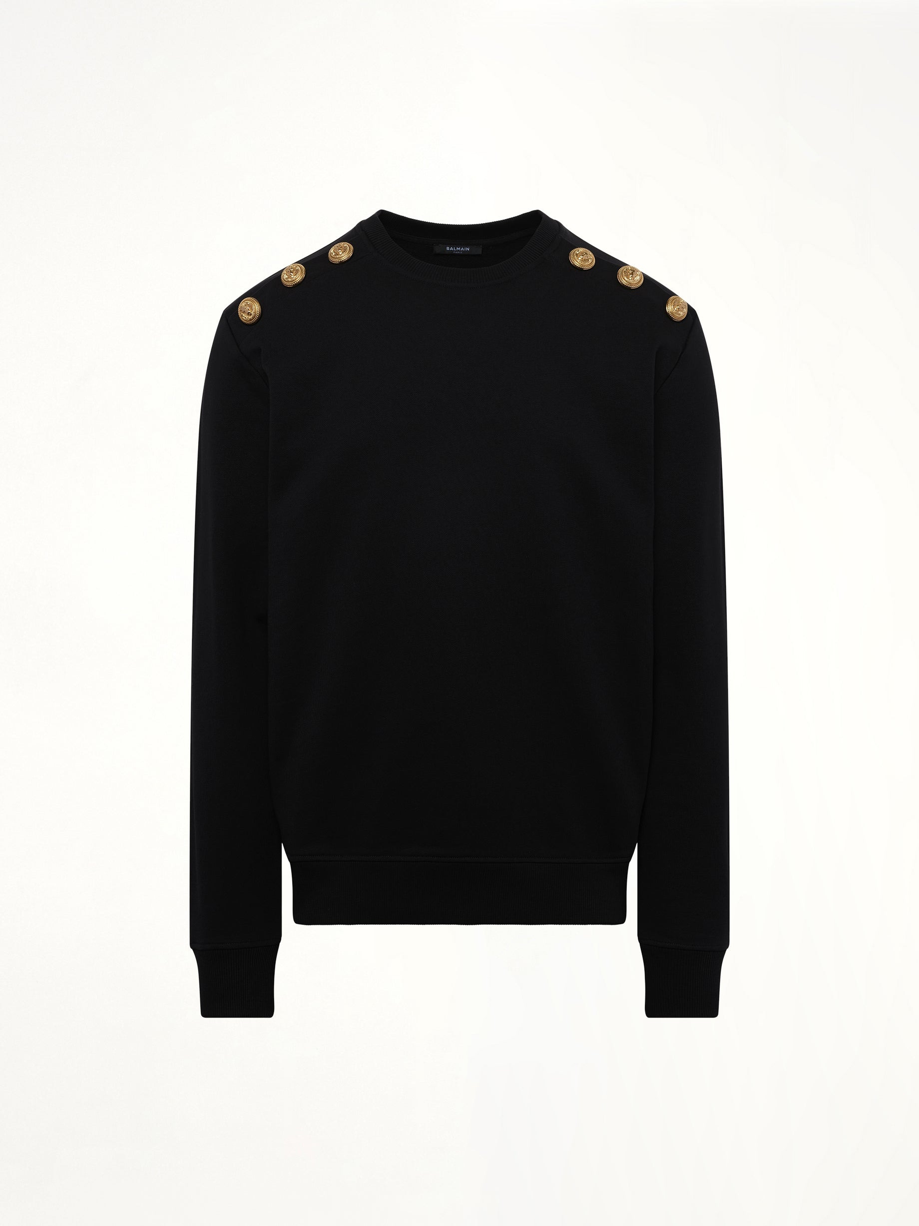 6 Shoulder Button Sweatshirt in Black - 2
