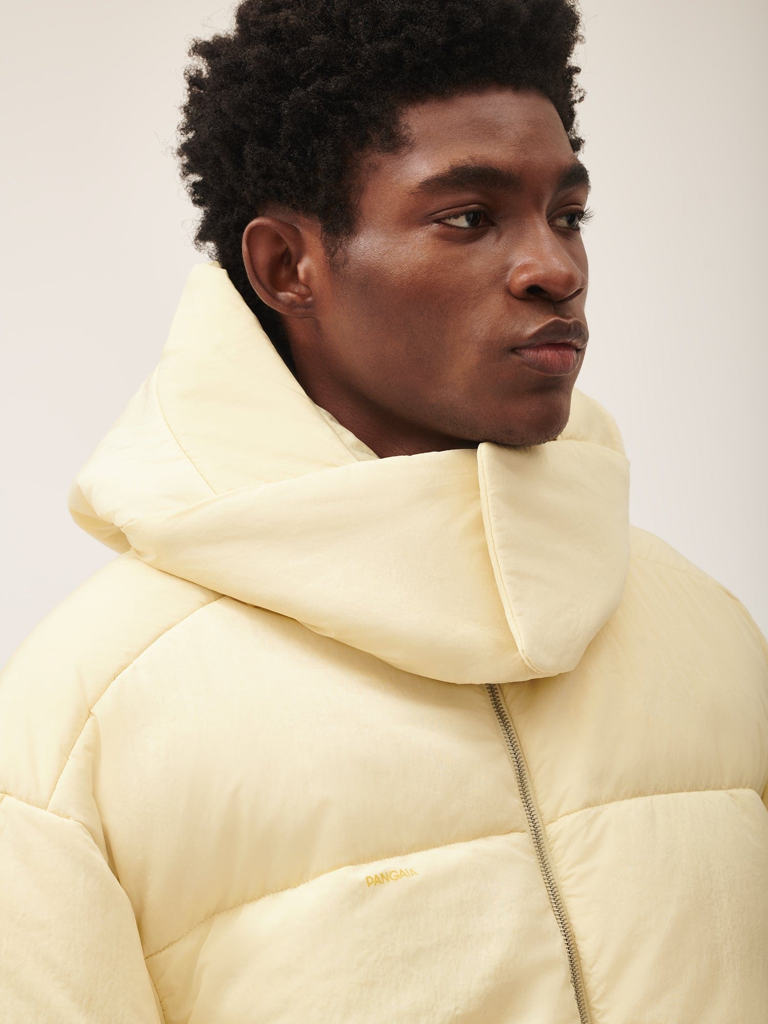 Mens Flower-Warmth Recycled Nylon Long Puffer - Rind Yellow - 3
