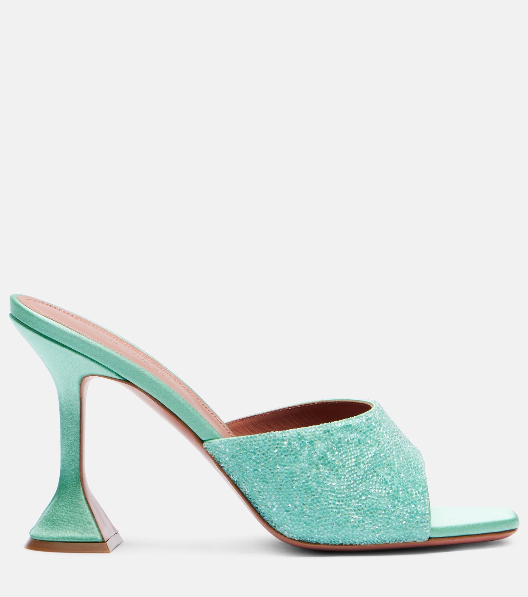 Lupita 95 crystal-embellished satin mules - 4