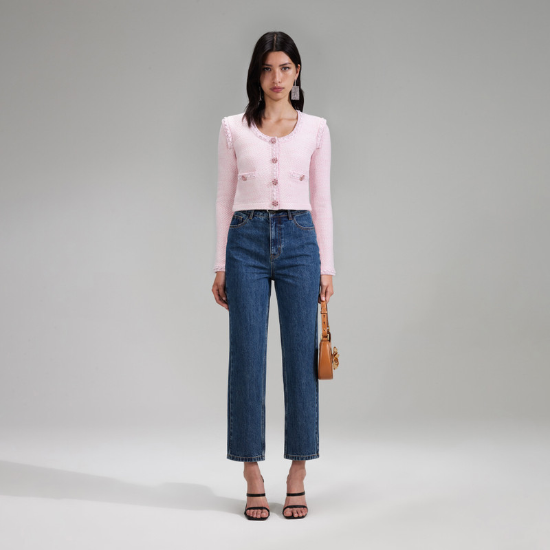 Pink Knit Crop Cardigan 1