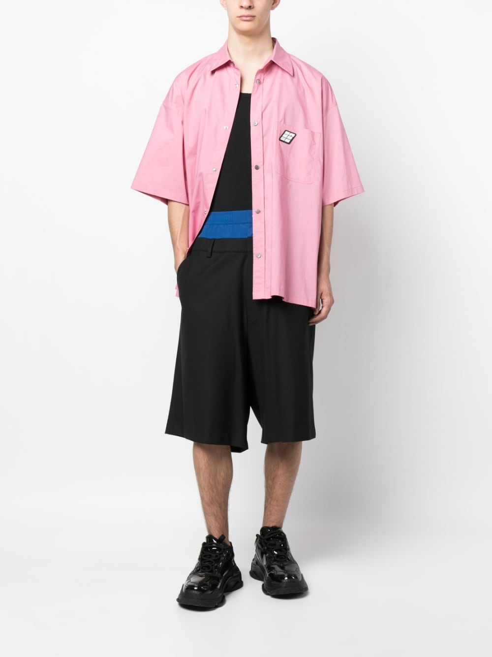 layered-design knee-length shorts - 2