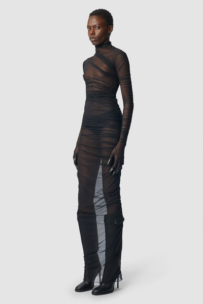 Ann Demeulemeester Patty Long Draped Dress With Gloved Sleeves outlook