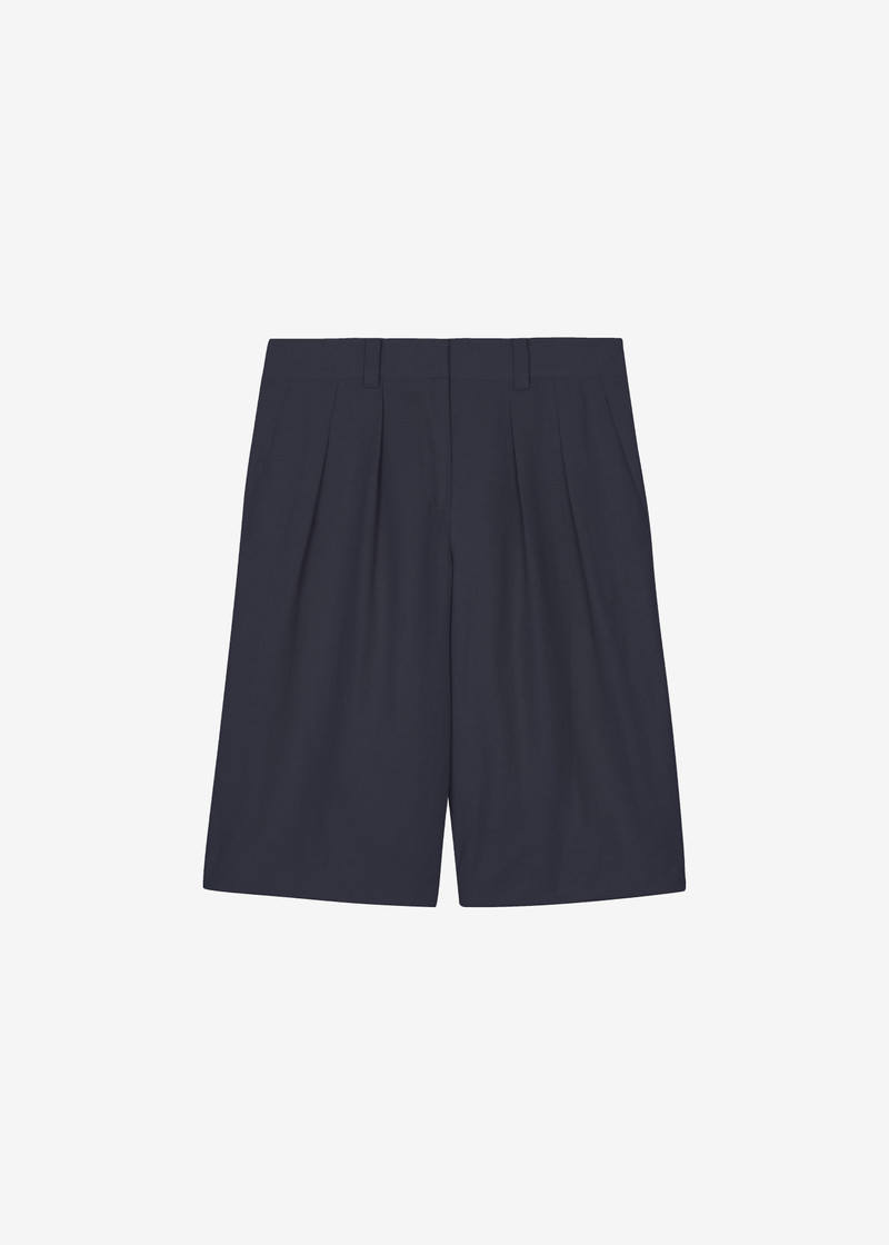 Bilbao Pleated Bermuda Shorts - Navy 1