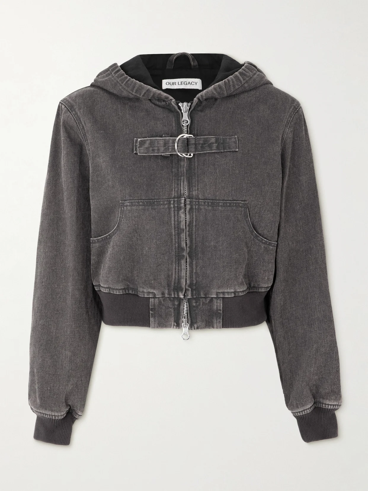 Cropped Hooded Denim Jacket - 1