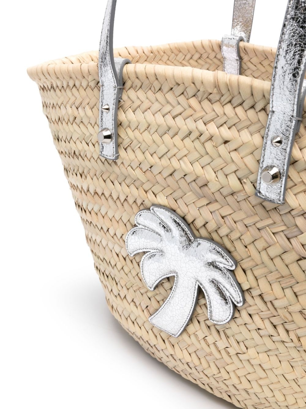 logo-appliquÃ© straw beach bag - 4