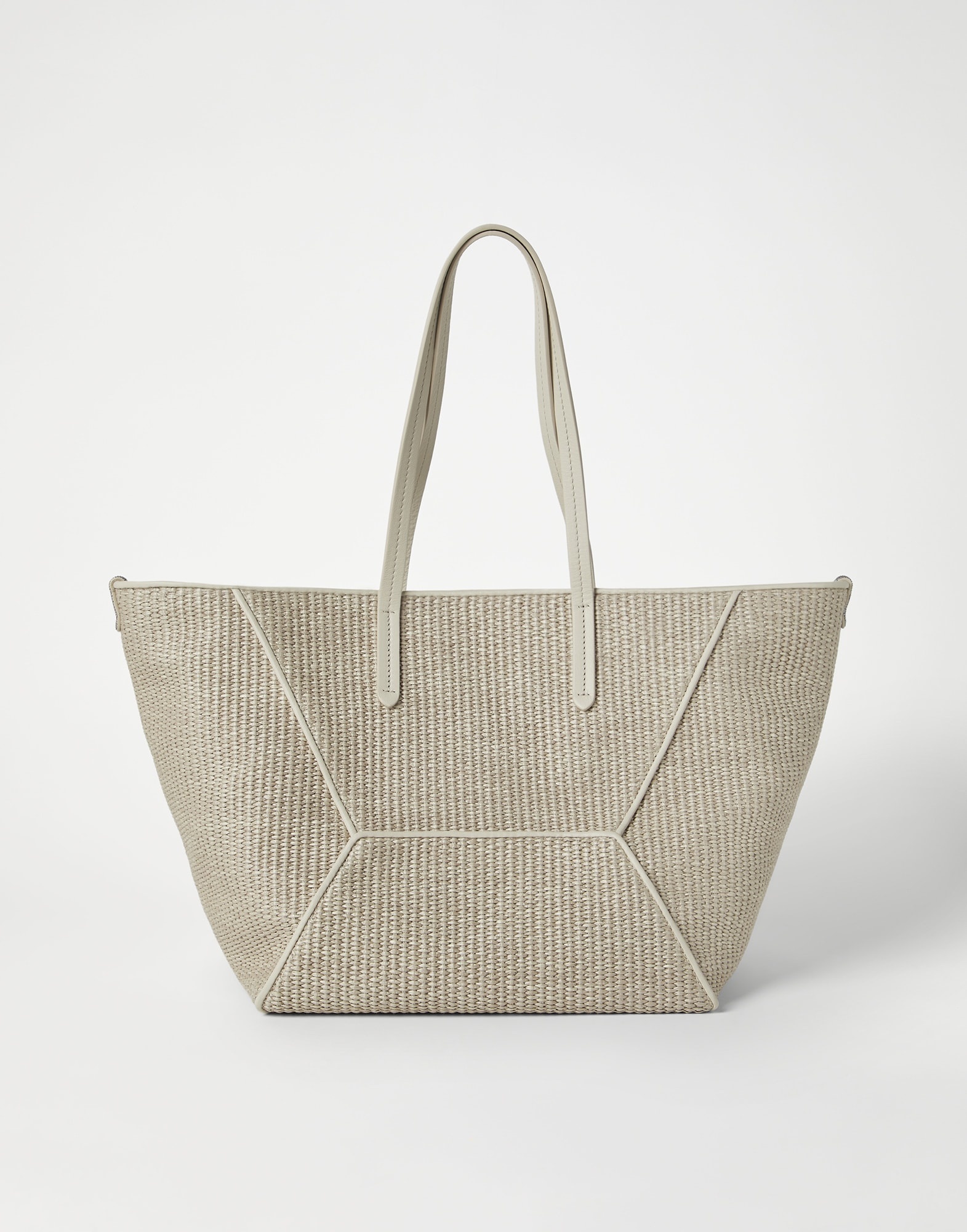 Techno raffia shopper bag with monili - 2