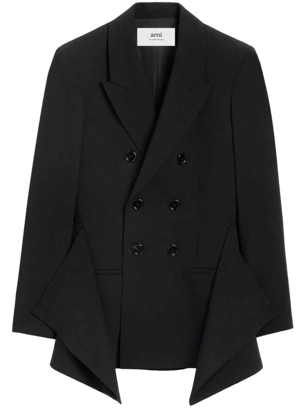 draped-panel virgin wool blazer - 1
