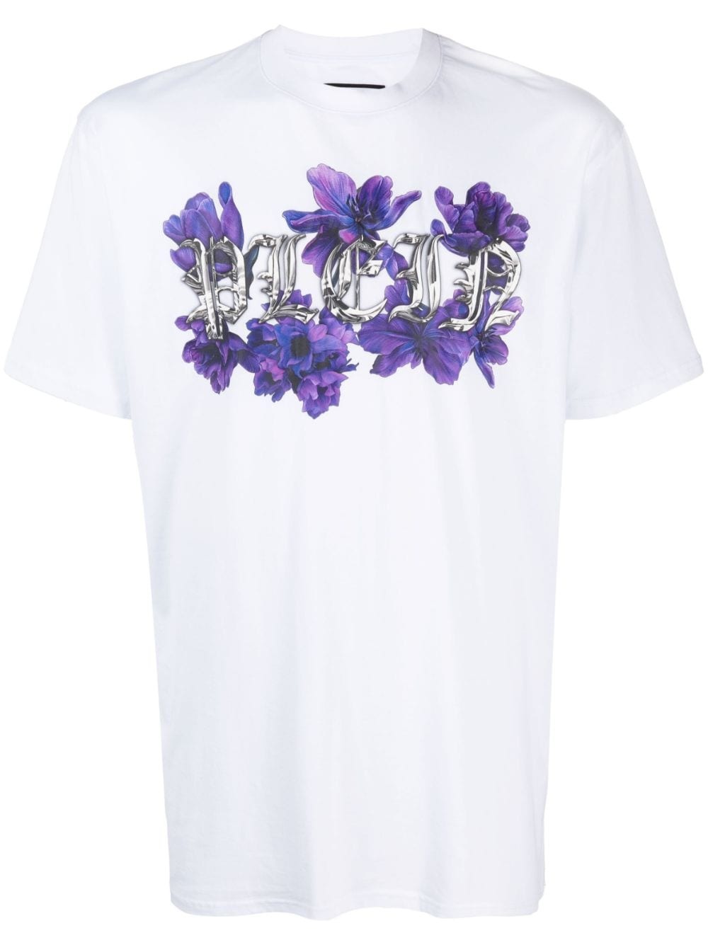 floral logo-print cotton T-shirt - 1