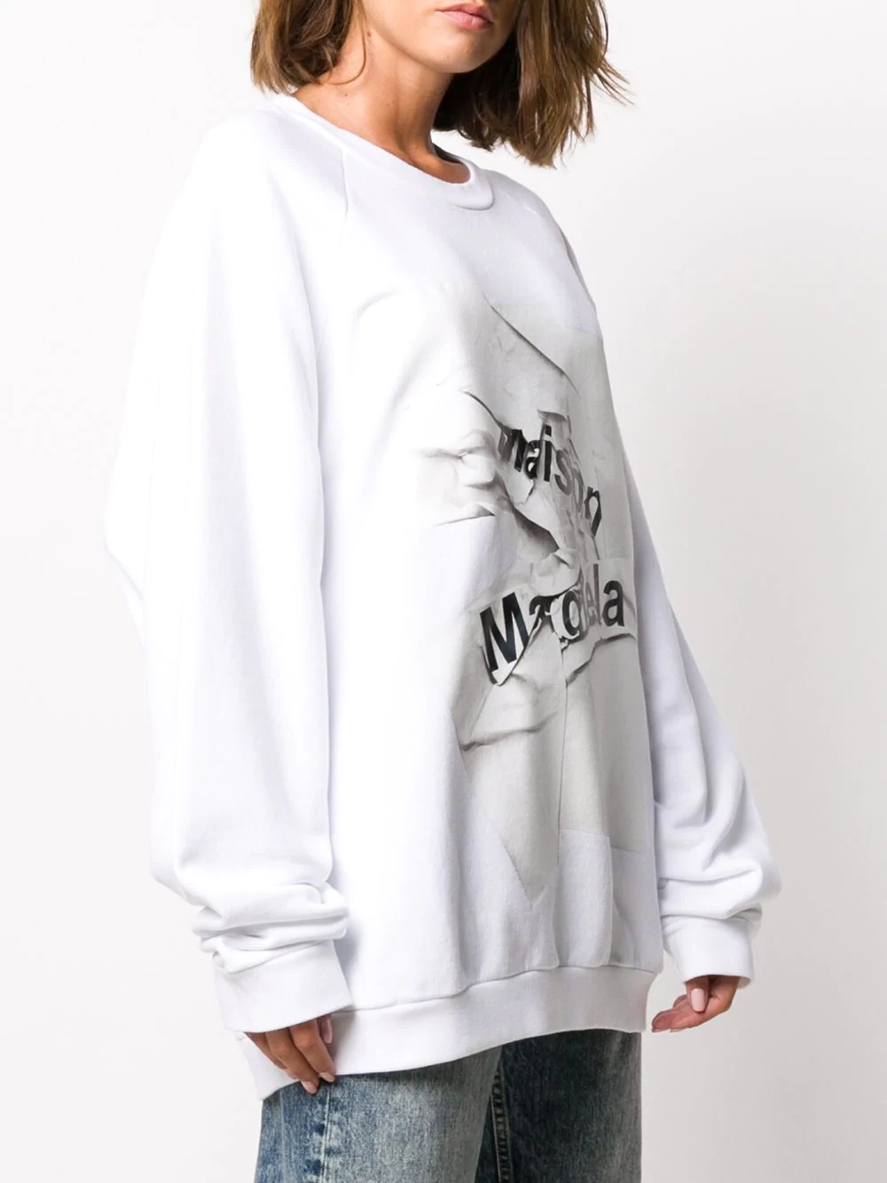 logo print cotton sweatshirt - 3