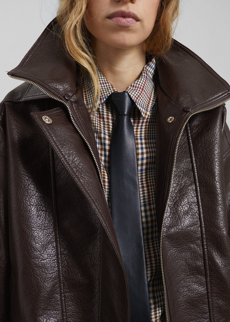 Gemonio Faux Leather Jacket - Brown 6